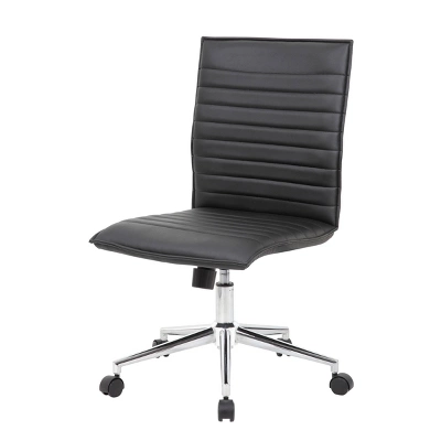 Armless Task Chair Black Vinyl - Boss Office Products