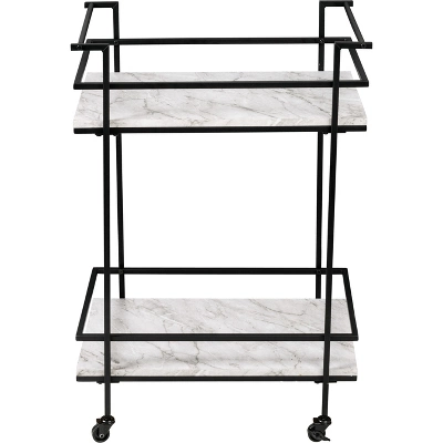 Honey-Can-Do 2 Tier Bar Cart Faux Marble - Image 6