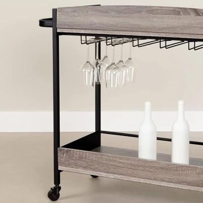 City Life Bar Cart With Wine Glass Rack - South Shore - Image 5