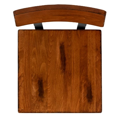 Emma And Oliver 4 Pack Commercial Grade Rustic Walnut Industrial Style Wood Dining Barstool - Image 9