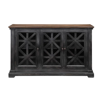 Vercelli 3 Door Credenza Black Rub - Treasure Trove Accents