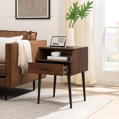 Modern 1 Drawer Angled Side Table - Saracina Home - Image 7