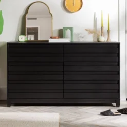 Ilya Solid Wood Modern Panel Front 6 Drawer Dresser - Saracina Home