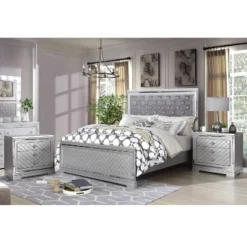 3pc Tenaya Bed With 2 Nightstands Set Silver/Gray - HOMES: Inside + Out