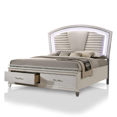 3pc California King Granite Bedroom Set With Nightstand And Chest Pearl White - HOMES: Inside + Out - Image 9