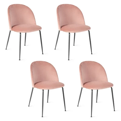 Tangkula Dining Chair Set Of 4 Upholstered Velvet Chair Set W/ Metal Base For Living Room - Image 12