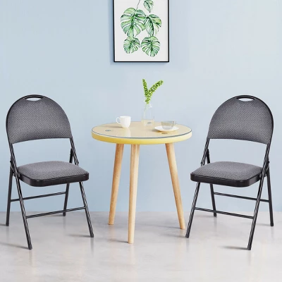 Costway Set Of 6 Folding Chairs Fabric Upholstered Padded Seat Metal Frame Home Office - Image 3