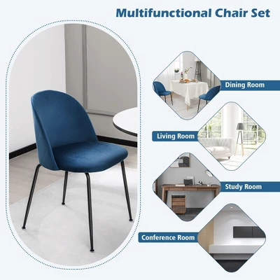 Tangkula Dining Chair Set Of 4 Upholstered Velvet Chair Set W/ Metal Base For Living Room - Image 6