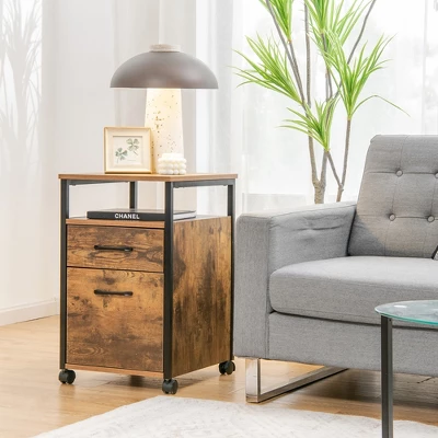 Costway Mobile File Cabinet 2 Drawer Printer Stand W/Open Shelf For Letter Size - Image 4