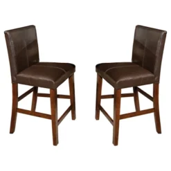 Set Of 2 24" Kona Parsons Counter Height Barstools With Faux Leather Seat Dark Raisin Finish - Intercon