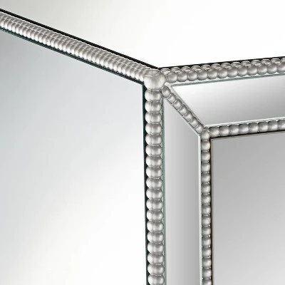 Studio 55D Modern Mirrored Accent Table 30" X 18" With Drawer Silver Beaded Trim For Living Room Bedroom Bedside Entryway House - Image 6