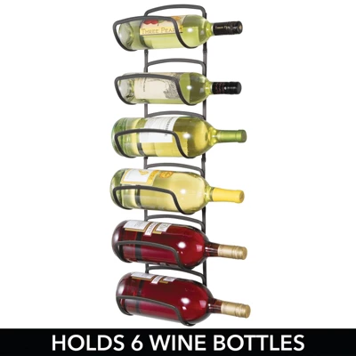 MDesign Modern Decorative Metal Wine Bottle Storage Organizer Rack - Image 4