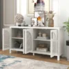 60" Large Storage Space Sideboard With Artificial Rattan Door And Metal Handles - ModernLuxe