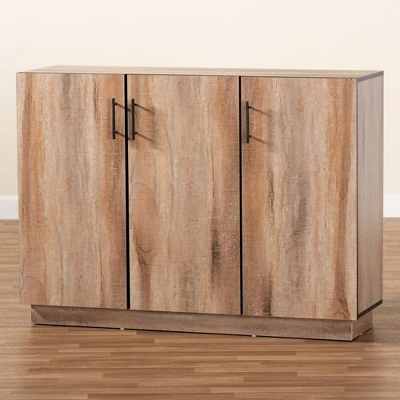 Patton Wood 3 Door Dining Room Sideboard Buffet Oak - Baxton Studio - Image 7