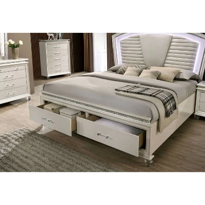 3pc California King Granite Bedroom Set With Nightstand And Chest Pearl White - HOMES: Inside + Out - Image 6