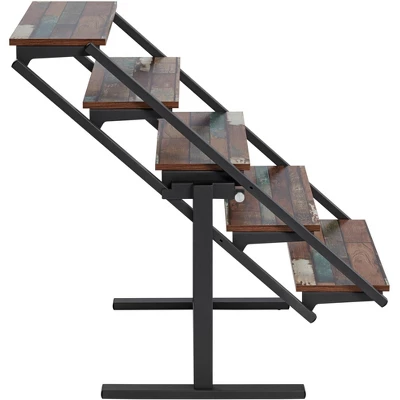 55 Downing Street Distressed Walnut Convertible Bookshelf Dining Table - Image 5