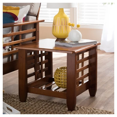 Larissa Modern Classic Mission Style Living Room Occasional End Table - Cherry Brown - Baxton Studio - Image 3