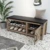 Modern Farmhouse Shoe Bench, Light Brown - ModernLuxe