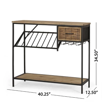 Boster Boho Industrial 8 Bottle Wine Rack Console Table With Storage Natural/Black - Christopher Knight Home - Image 2