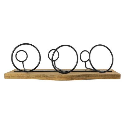 Black Metal & Wood Space Saving Wine Holder - Foreside Home & Garden - Image 2