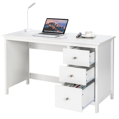 Tangkula Computer Desk Writing Table W/3 Drawers Workstation For Home Office White/Black - Image 8