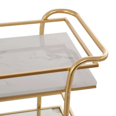 Glam Marble Bar Cart Gold - Olivia & May - Image 4