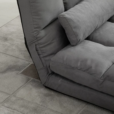 HOMCOM Convertible Floor Sofa Chair, Folding Couch Bed, Guest Chaise Lounge With 2 Pillows, Adjustable Backrest And Headrest - Image 5