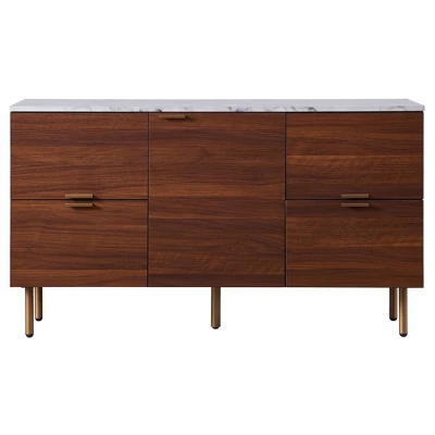 Ashton Sideboard With Faux Marble Top Walnut - Teamson Home