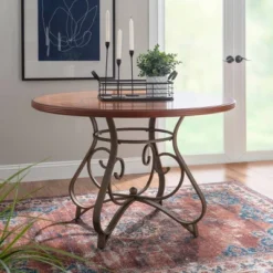 Carter Round Dining Table Metal/Cherry - Powell Company