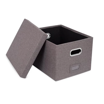 Internet's Best 4-Pack Collapsible File Storage Organizer With Lid - Grey - Image 3