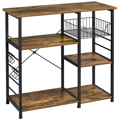 Yaheetech Kitchen Storage Rack With Basket/Hooks/Storage - Image 7