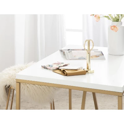 Kate And Laurel Truss Rectangle MDF Pub Table, 42x24x36, White And Gold - Image 6