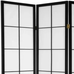 Oriental Furniture 6' Tall Japanese Shoji Room Divider 3 Panels Black