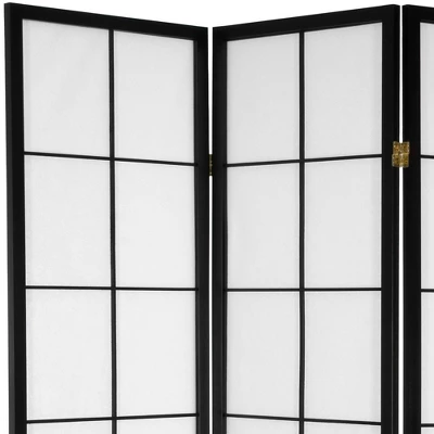 Oriental Furniture 6' Tall Japanese Shoji Room Divider 3 Panels Black