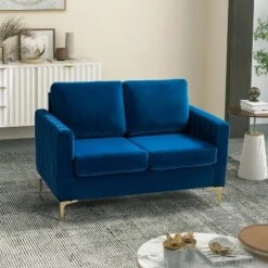 Cephisus 52.4" Contemporary Loveseat For Living Room And Bedroom Comfy Velvet 2-Seater Sofa With Metal Legs | KARAT HOME