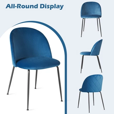 Tangkula Dining Chair Set Of 4 Upholstered Velvet Chair Set W/ Metal Base For Living Room - Image 7