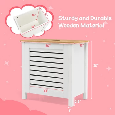 Costway Wooden Toy Storage Organizer Kids Toy Chest W/Lid For Kindergarten Bedroom White - Image 9