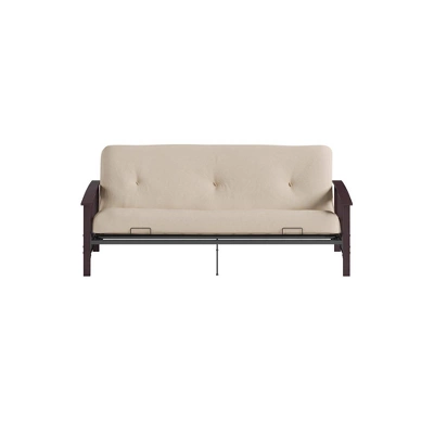 Full Size Holly Espresso Wood Arm Futon Frame With 6" Microfiber Mattress Tan - Room & Joy - Image 5