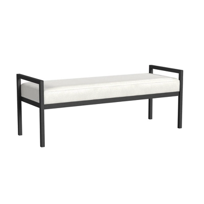 Modern Metal Bench Cream Boucle - HomePop