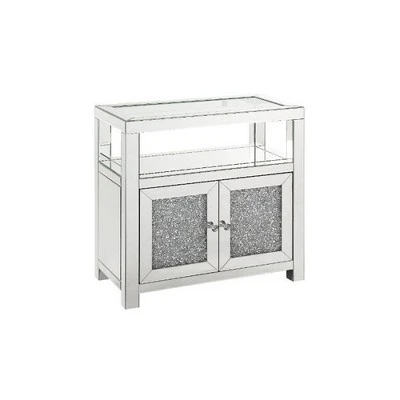 32" Noralie Cabinet Clear Glass/Mirrored/Faux Diamonds - Acme Furniture - Image 4