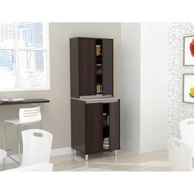 4 Door Breakroom Cabinet Espresso/Amber Gray - Inval - Image 2