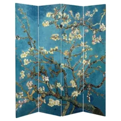 Van Gogh Fine Art Double Sided Room Divider Almond Blossoms And Wheat Field - Oriental Furniture