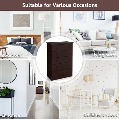 Costway 5 Drawer Dresser Functional Storage Organizer Closet - Image 3