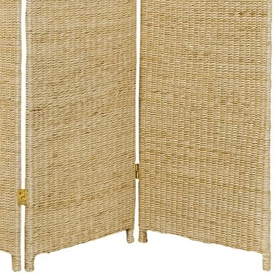 6 Ft. Tall Rush Grass Woven Room Divider - Natural (4 Panels) - Image 2