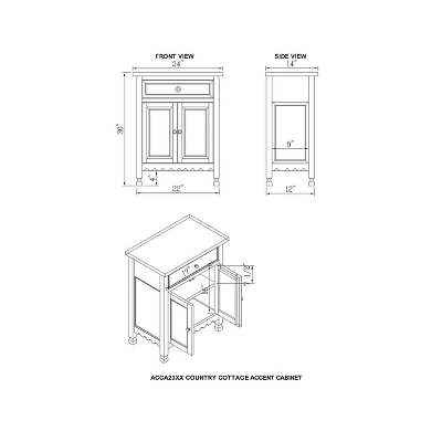 1-drawer Storage Cabinet Hardwood White - Alaterre Furniture - Image 5