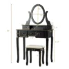 Costway Vanity Set Makeup Dressing Table W/5 Drawers 12 LED Bulb Black