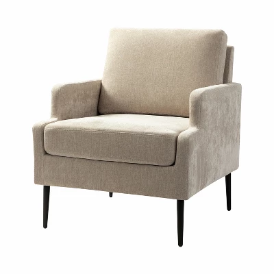 Leandes Mid-century Armchair With Tapered Metal Legs For Living Room And Bedroom | KARAT HOME - Image 10