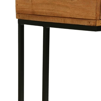 Gaudet Modern Industrial Handmade Mango Wood C Shaped Side Table With Drawer Natural/Black - Christopher Knight Home - Image 8