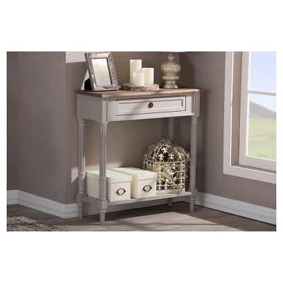 Edouard French Provincial Style Console Table With 1 Drawer - White/Light Brown - Baxton Studio - Image 3