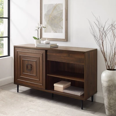 52" Modern Sliding Door Sideboard Dark Walnut - Saracina Home - Image 3